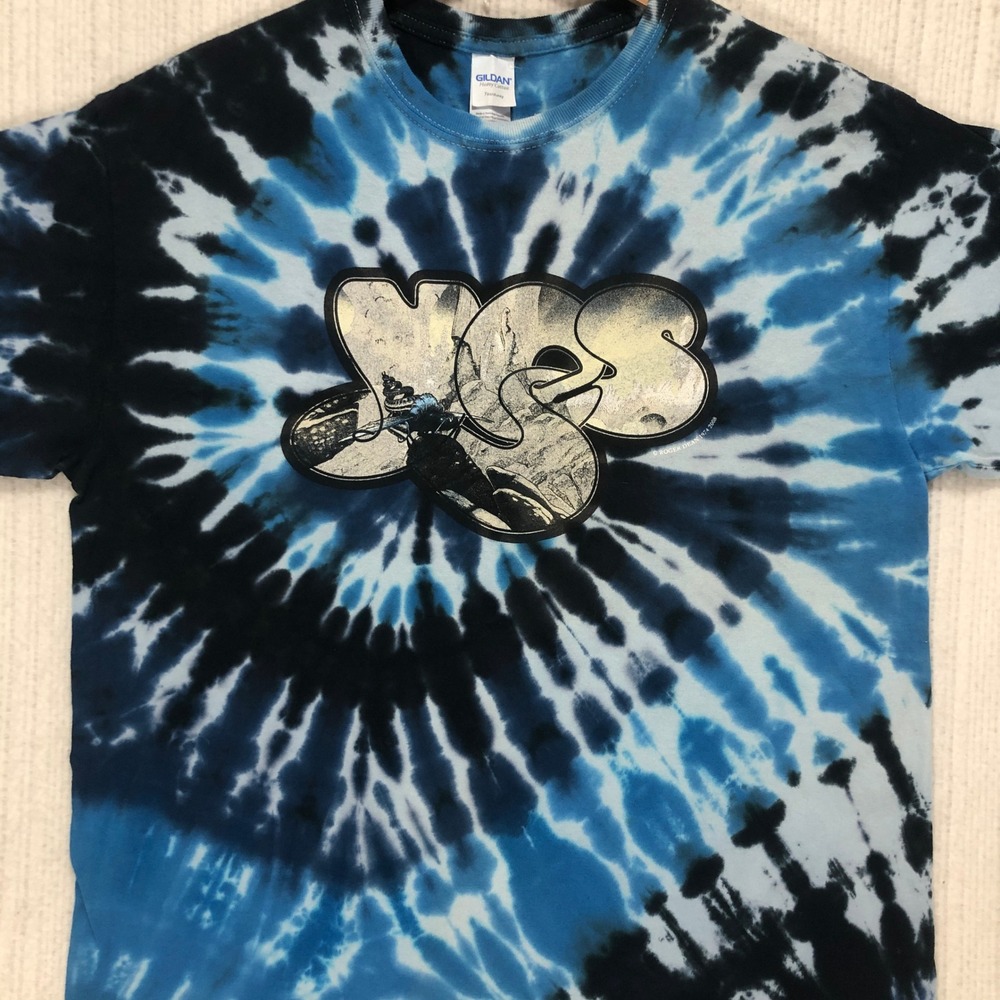 Yes 50th Anniversary Tour 2018 Tie Dye Shirt‎ Blue Black Roger Dean Mens Large